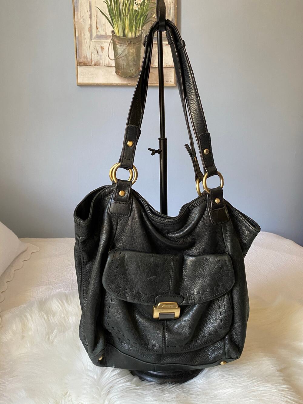 B Makowsky Leather Hobo Shoulder Bag Purse